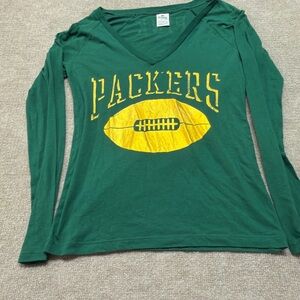Women’s Victoria’s Secret PINK NFL Green Bay Packers Long Sleeve Tee Small 1822